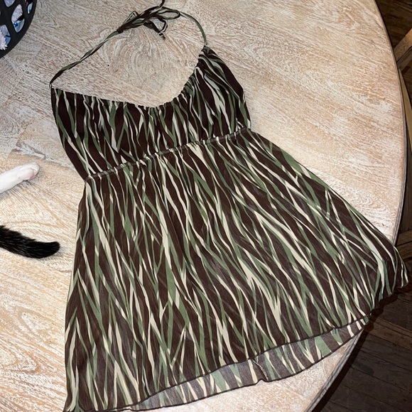Vintage 90s Y2K sheer brown green dressy top size medium - Picture 1 of 5